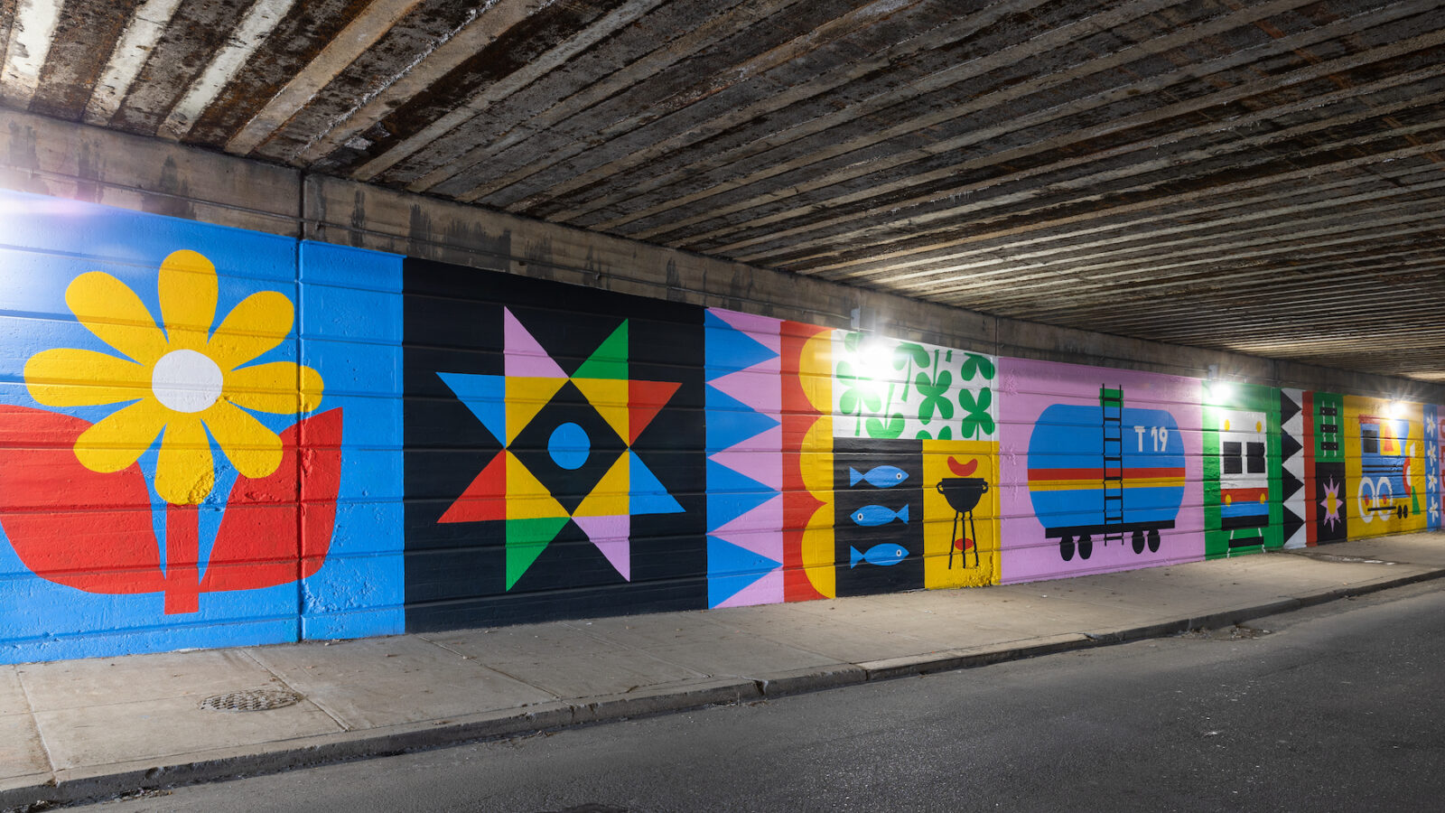 Untitled (murals by Lauren Cat West, Tulip Street Underpass at