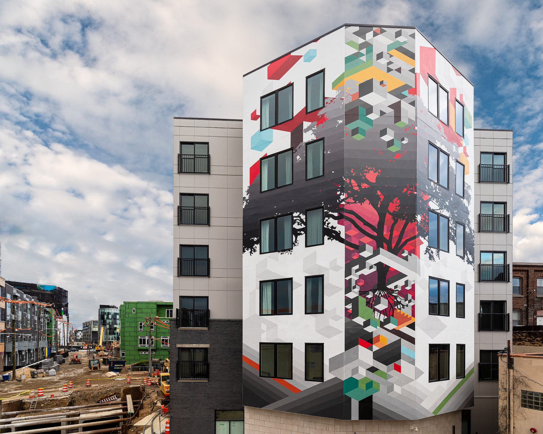 Tree Mural Building American Street Tree Mural - Mural Arts